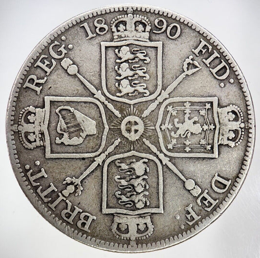1890 Victoria Double Florin Silver Coin | Fine Collectable Grade