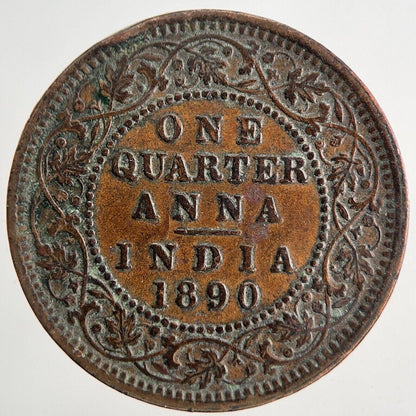 1890 Victoria One Quarter 1/4 Anna Coin | Very High Grade