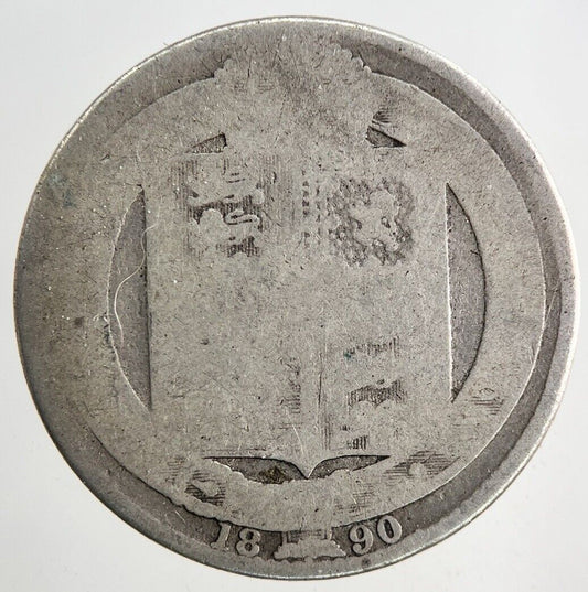 1890 Victoria Shilling Silver Coin | Worn Grade