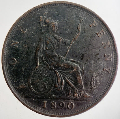1890 Victoria One Penny Coin | Fine Collectable Grade | a7396