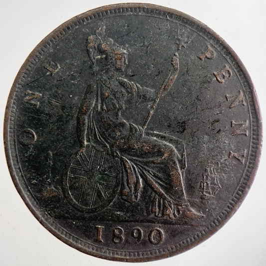 1890 Victoria One Penny Coin | Fine Collectable Grade | a7396