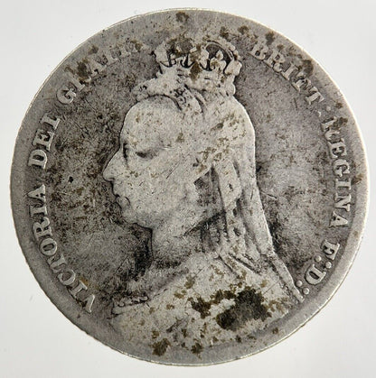 1890 Victoria Shilling Silver Coin | Fair Grade