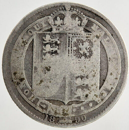 1890 Victoria Shilling Silver Coin | Fair Grade