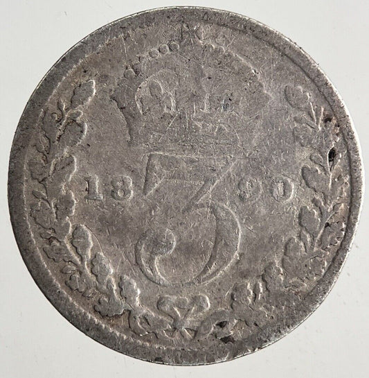 1890 Victoria Silver Threepence Coin | Fair Grade