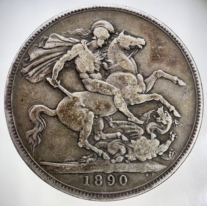 1890 Victoria One Crown Silver Coin | Fine Collectable Grade