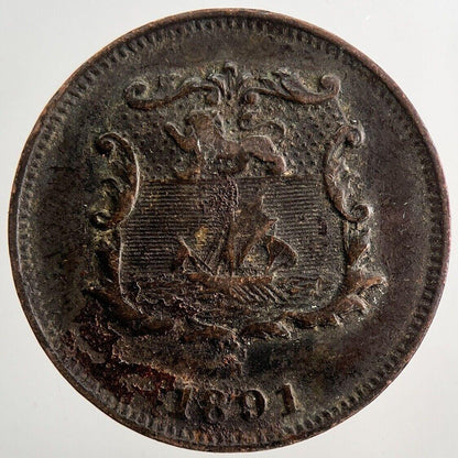 1891 British North Borneo Half Cent Coin | Fine Collectable Grade