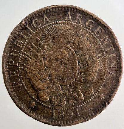 1891 Argentina Dos 2 Centavos Coin | Collectable Grade