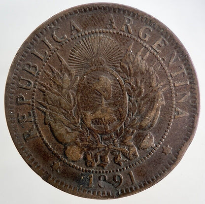 1891 Argentina Dos 2 Centavos Coin | Collectable Grade