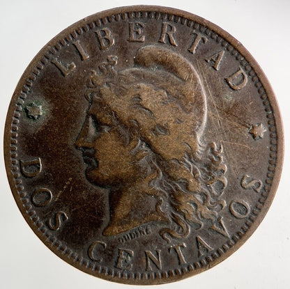 1891 Argentina Dos 2 Centavos Coin | Fine Collectable Grade