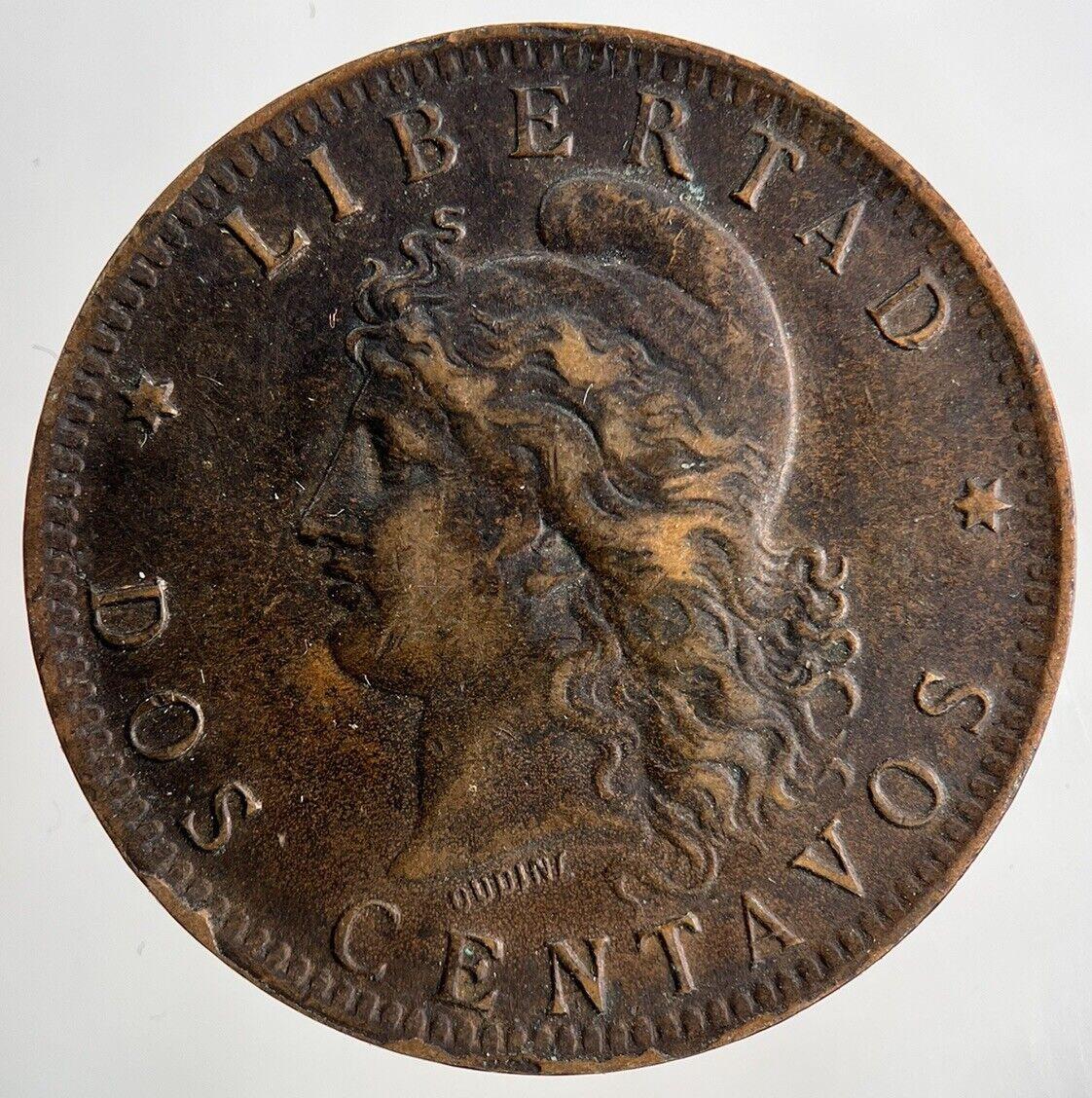 1891 Argentina Dos 2 Centavos Coin | Fine Collectable Grade