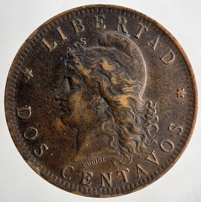 1891 Argentina Dos 2 Centavos Coin | Fine Collectable Grade