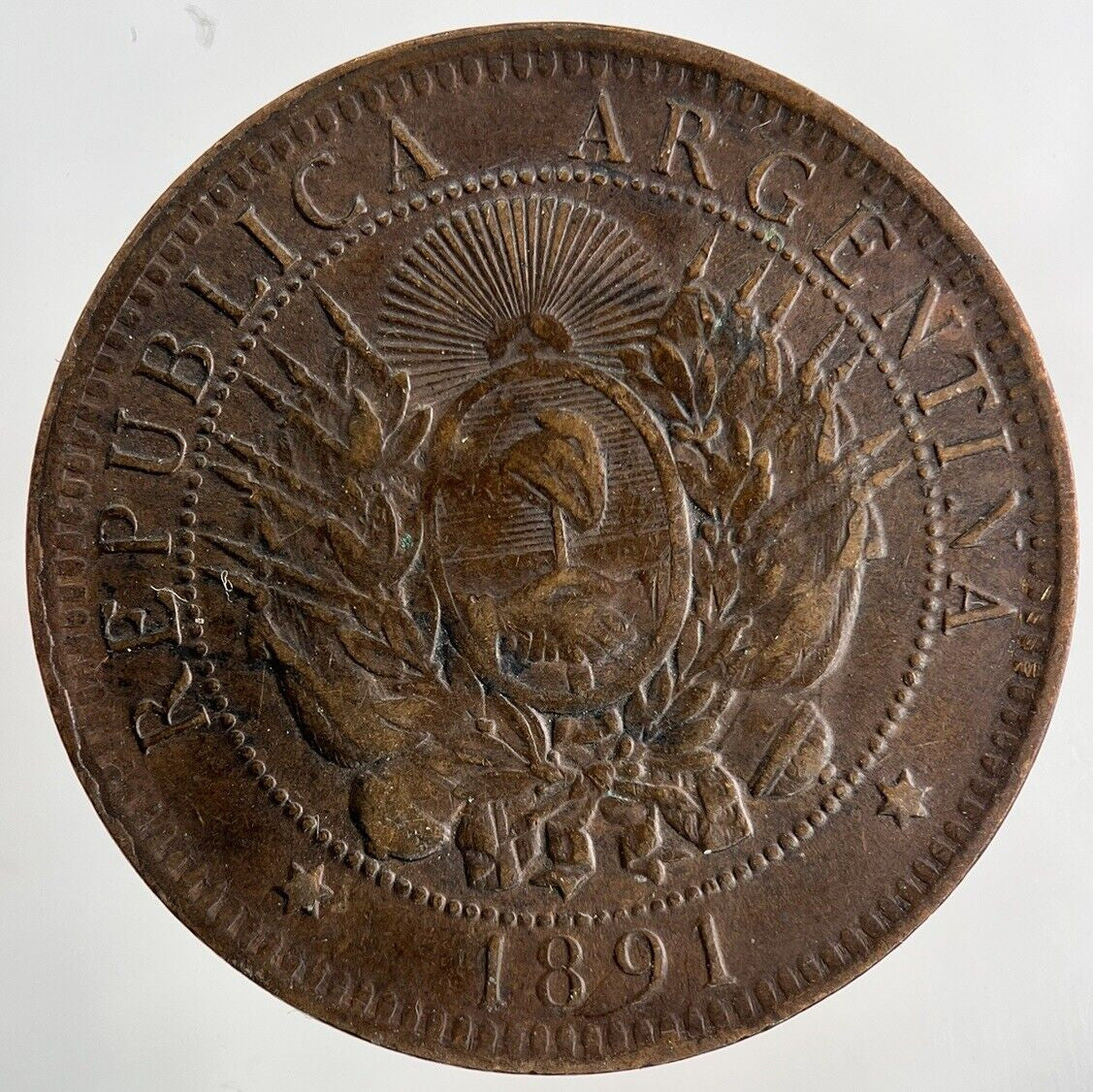 1891 Argentina Dos 2 Centavos Coin | Fine Collectable Grade