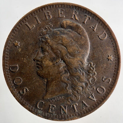 1891 Argentina Dos 2 Centavos Coin | Fine Collectable Grade