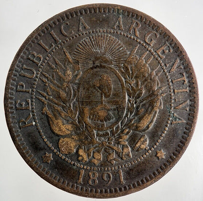 1891 Argentina Dos 2 Centavos Coin | Collectable Grade