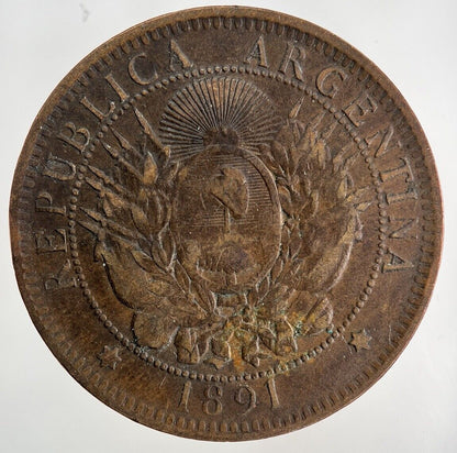 1891 Argentina Dos 2 Centavos Coin | Collectable Grade