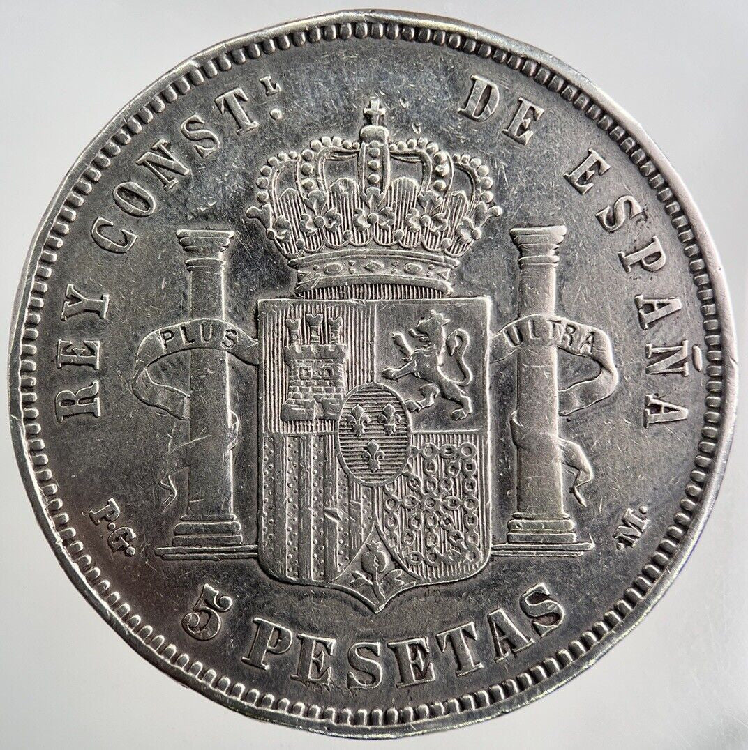 1891 Spain 5 Pesetas Silver Coin | Fine Collectable Grade | a3863