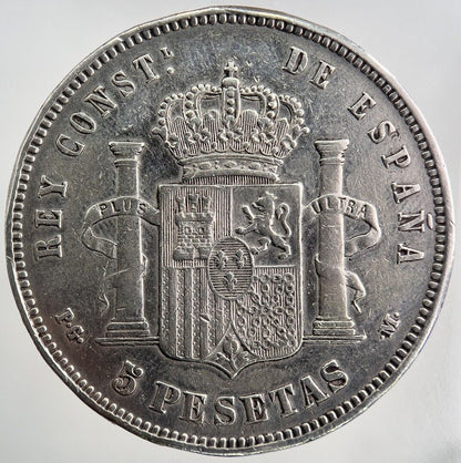 1891 Spain 5 Pesetas Silver Coin | Fine Collectable Grade | a3863