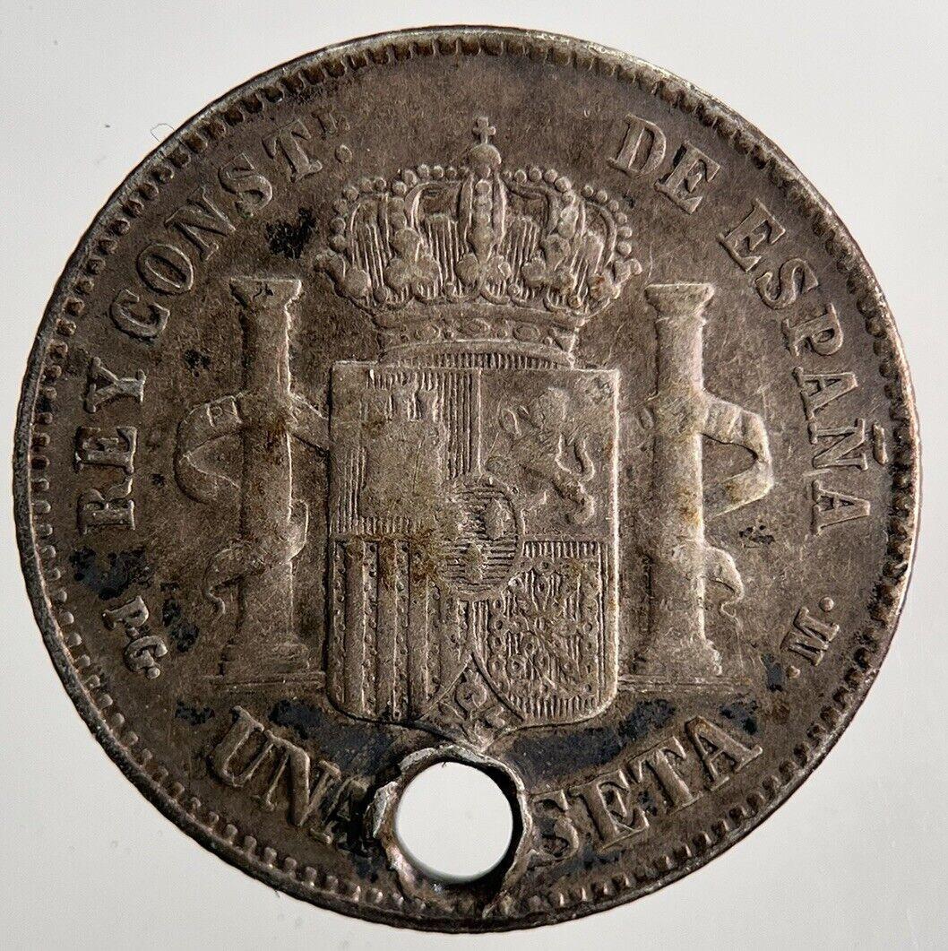 1891 Spain Una 1 Peseta Silver Coin | Fine Collectable Grade | a6497