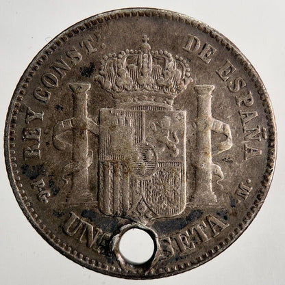 1891 Spain Una 1 Peseta Silver Coin | Fine Collectable Grade | a6497