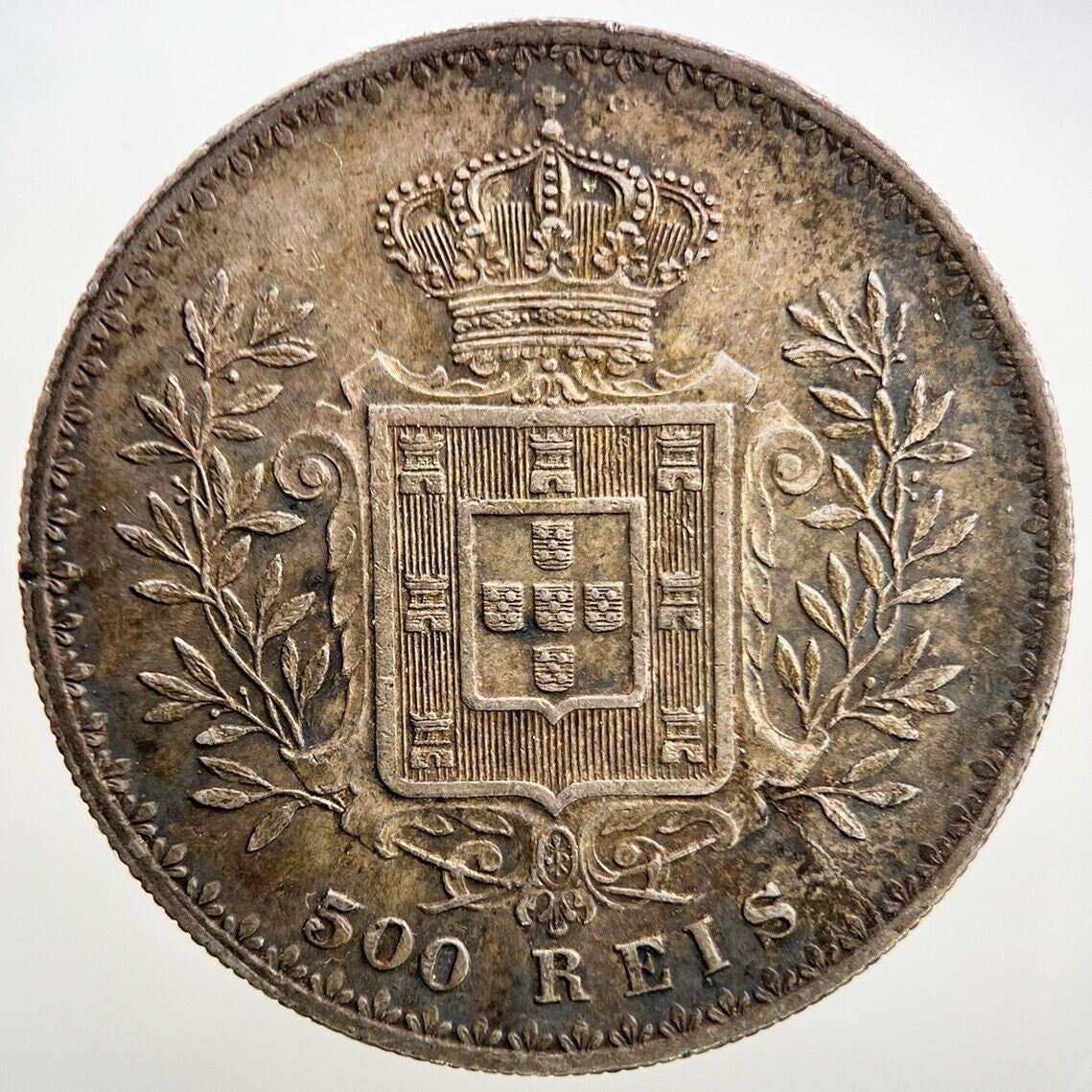 1891 Portugal 500 Reis Silver Coin | Very Fine Grade | a122