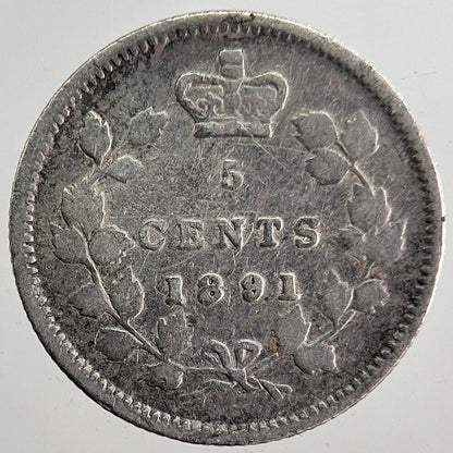 1891 Canada 5 Cents Silver Coin | Collectable Grade | a8303