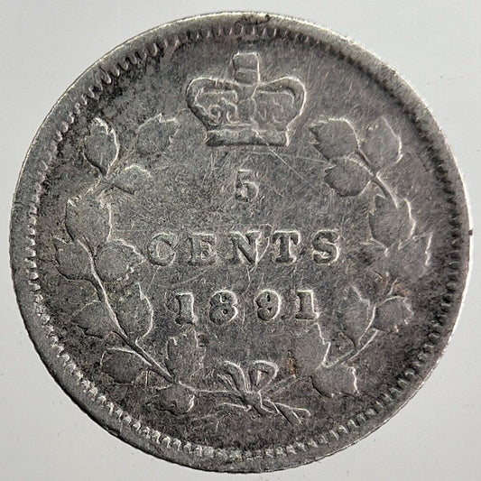 1891 Canada 5 Cents Silver Coin | Collectable Grade | a8303