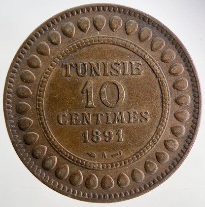 1891 Tunisia 10 Centimes Coin | Very High Grade