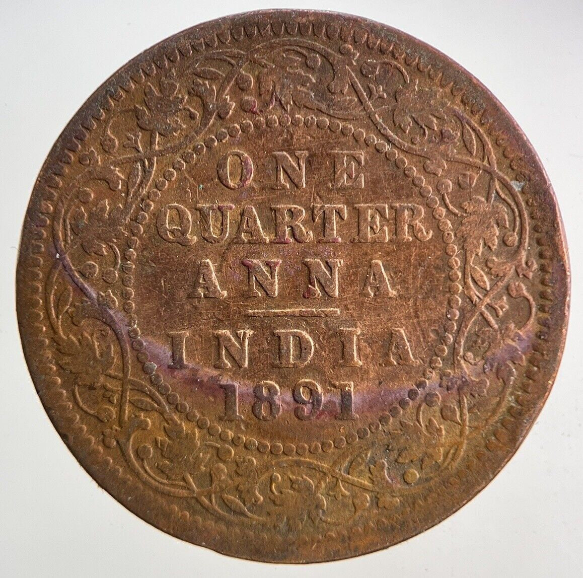 1891 India One Quarter Anna Coin | Collectable Grade