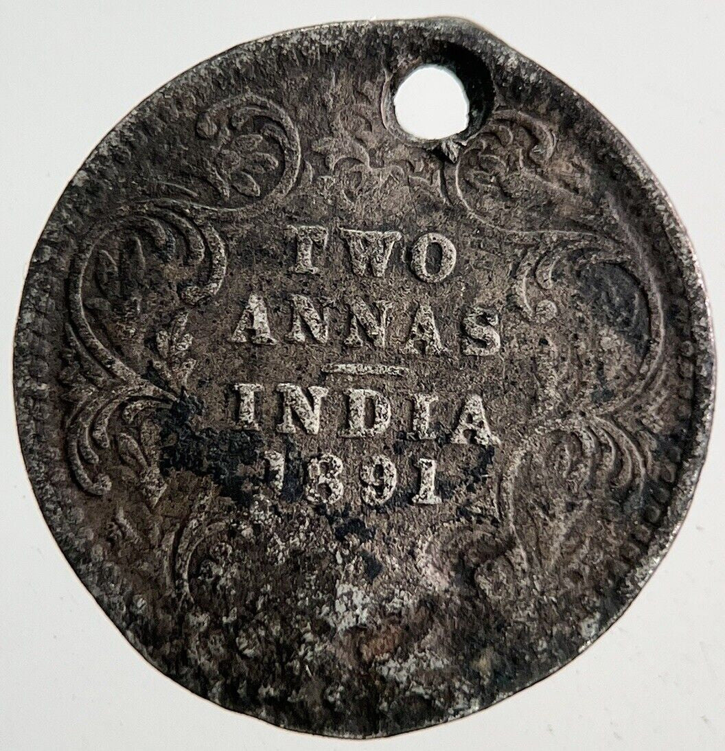 1891 India 2 Annas Silver Coin | Collectable Grade