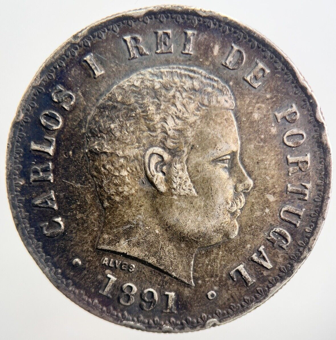 1891 Portugal 500 Reis Silver Coin | Fine Collectable Grade | a2657