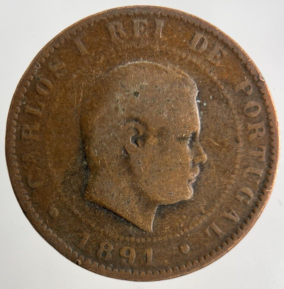 1891 Portugal 10 Reis Coin | Collectable Grade