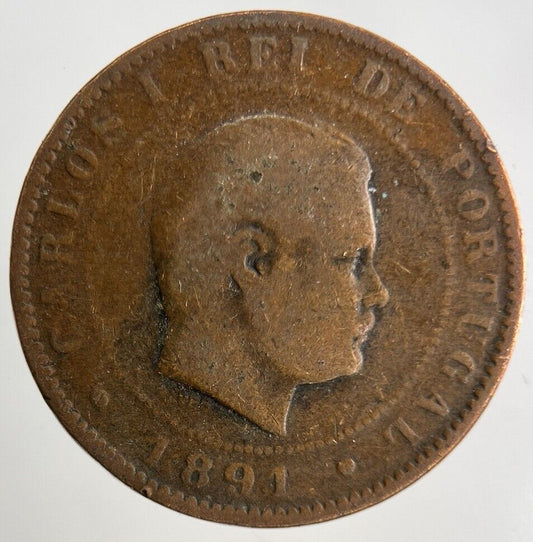 1891 Portugal 10 Reis Coin | Collectable Grade