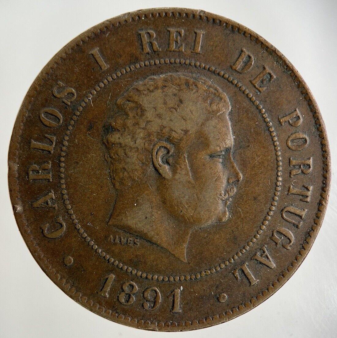 1891 Portugal XX 20 Reis Coin | Fine Collectable Grade