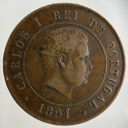 1891 Portugal XX 20 Reis Coin | Fine Collectable Grade