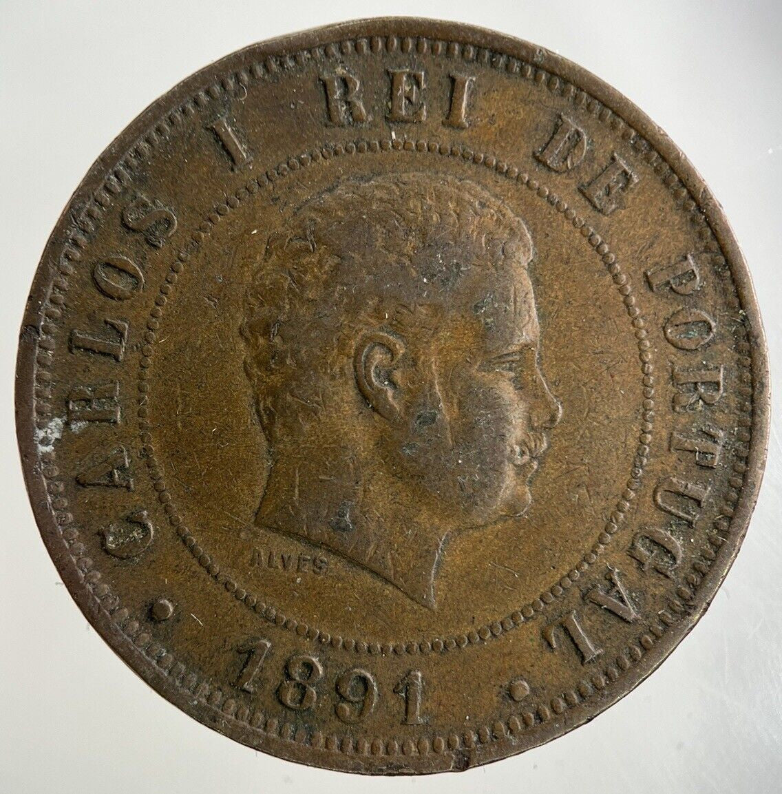 1891 Portugal XX 20 Reis Coin | Fine Collectable Grade