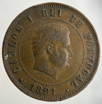 1891 Portugal XX 20 Reis Coin | Fine Collectable Grade