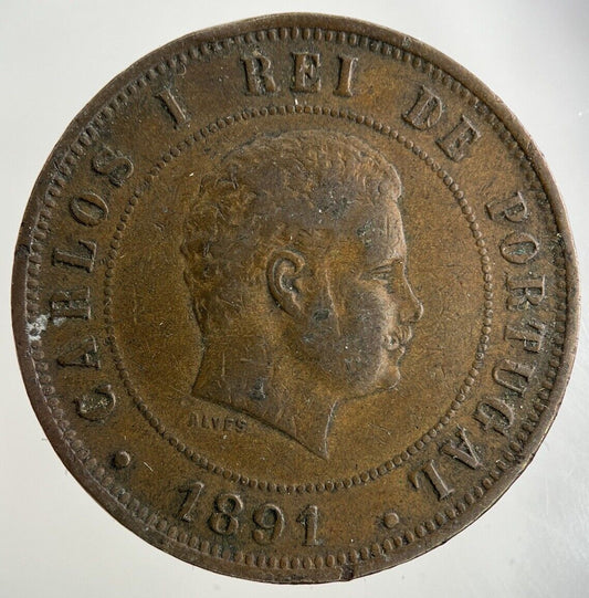 1891 Portugal XX 20 Reis Coin | Fine Collectable Grade