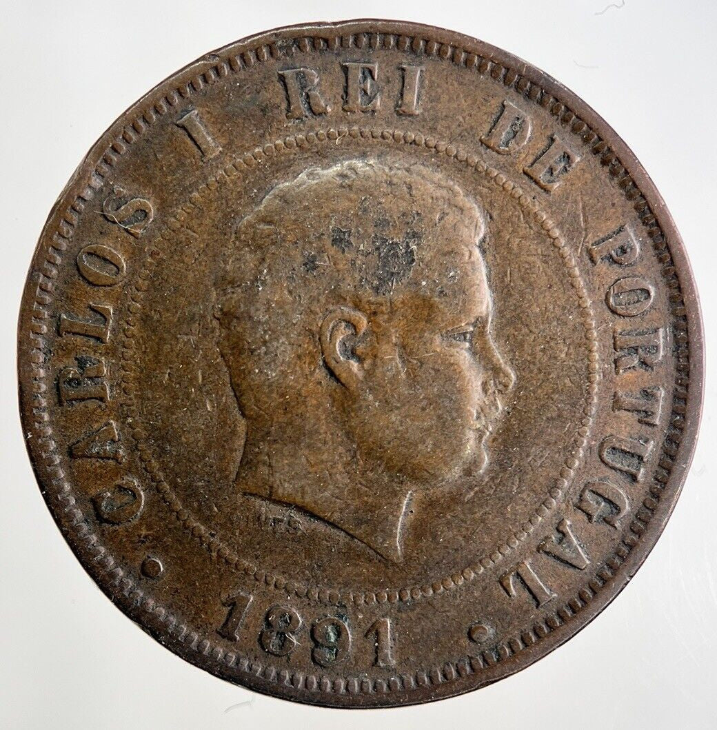 1891 Portugal XX 20 Reis Coin | Fine Collectable Grade