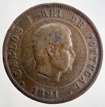 1891 Portugal XX 20 Reis Coin | Fine Collectable Grade