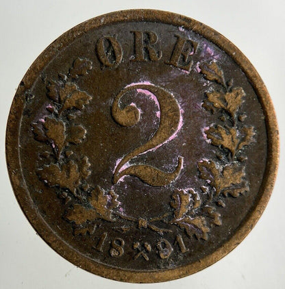 1891 Norway 2 Ore Coin | Collectable Grade