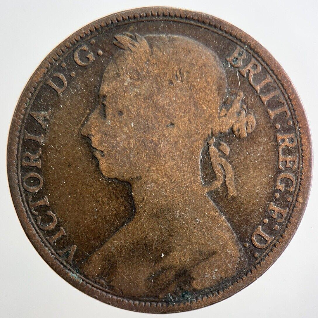 1891 Victoria One Penny Coin | Fair Grade | a2384