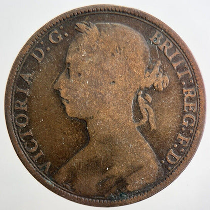 1891 Victoria One Penny Coin | Fair Grade | a2384