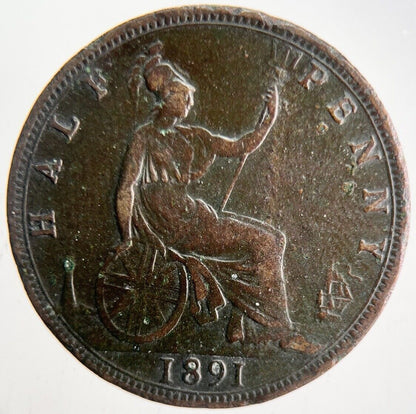 1891 Victoria Half-Penny Coin | Fine Collectable Grade | a4614