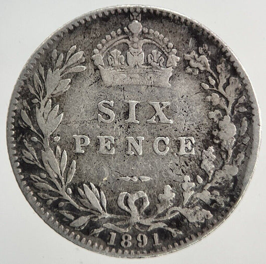 1891 Victoria Sixpence Silver Coin | Fine Collectable Grade