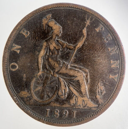1891 Victoria One Penny Coin | Fine Collectable Grade | a5390
