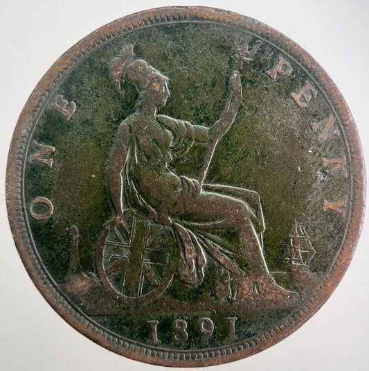 1891 Victoria One Penny Coin | Collectable Grade | a610