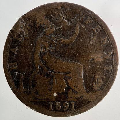 1891 Victoria Half-Penny Coin | Fair Grade