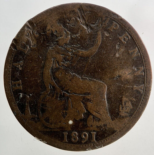 1891 Victoria Half-Penny Coin | Fair Grade