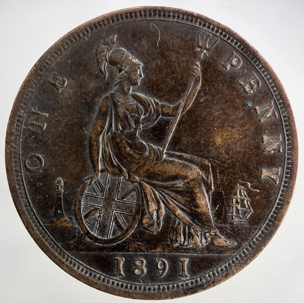 1891 Victoria One Penny Coin | Very High Grade