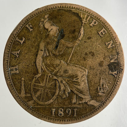 1891 Victoria Half-Penny Coin | Fine Collectable Grade